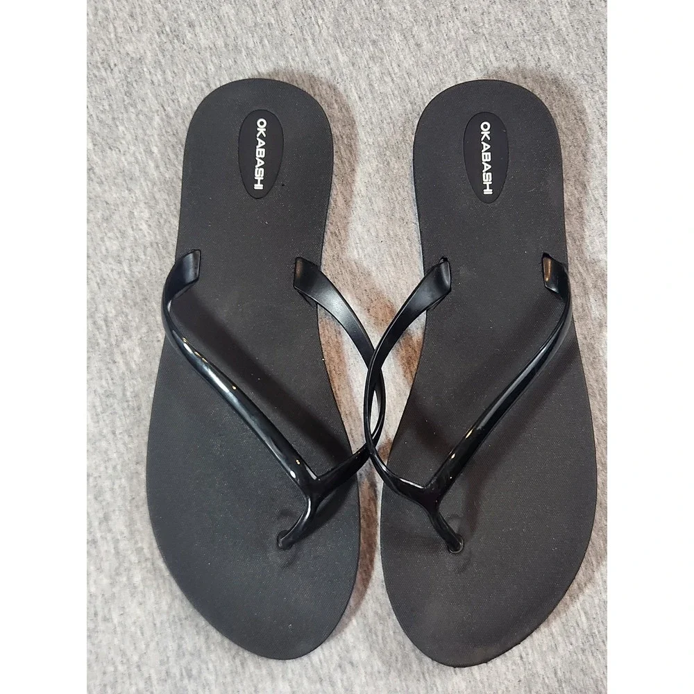 Okabashi Flip Flop Sandals Womens Size 9 Black Good Minimalist Thong Made in USA